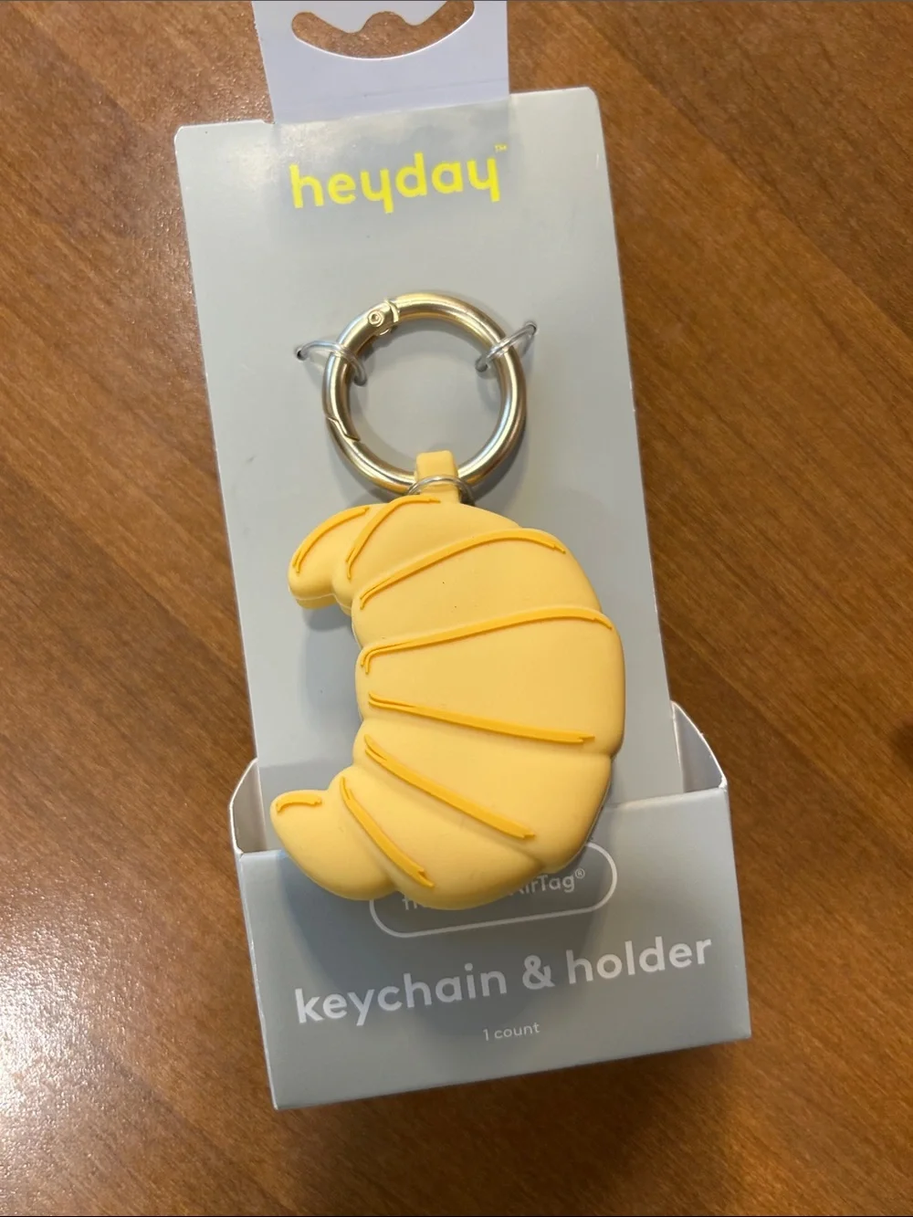 heyday Yellow Silicone Croissant Keychain & AirTag Holder